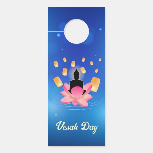 Affichette De Porte Bouddha du jour de Vesak sur Lotus Lantern Vaisakh (Devant)
