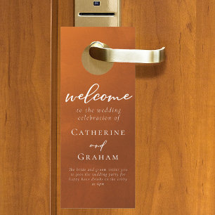 Affichette De Porte Brûlé Orange Rustique Automne Mariage Bienvenue