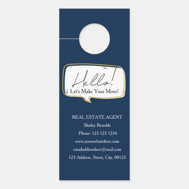 Affichette De Porte Bulle de dialogue moderne Immobilier Marine (Devant)