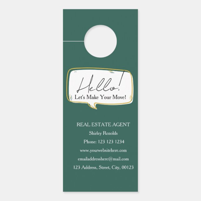 Affichette De Porte Bulle de dialogue moderne Immobilier vert (Devant)