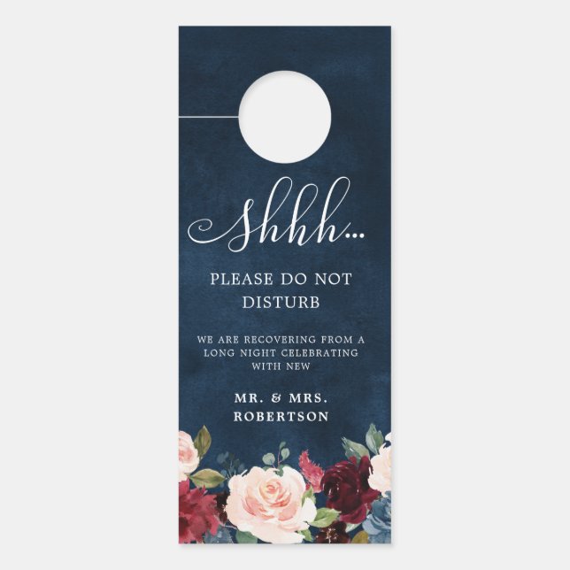 Affichette De Porte Burgundy Navy Blush Mariages ne dérangent pas (Devant)