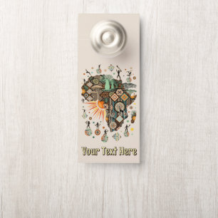 Affichette De Porte Carte de l'Afrique Motif d'éléments tribaux décora