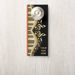 Affichette De Porte Carte de musique avec des notes en noir or