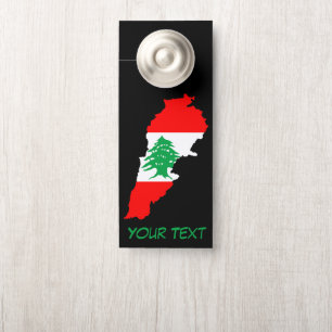 Affichette De Porte Carte du Liban avec drapeau