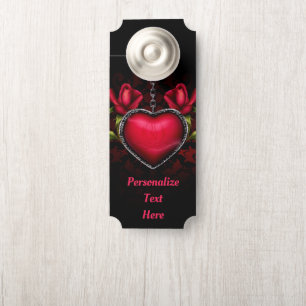 Affichette De Porte Chaîne de Coeur Rouge gothique Salle de Coeurs