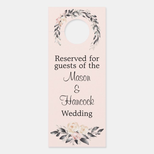 Affichette De Porte Chambre d'hôtel Mariage Blush et Grey Réservée (Devant)