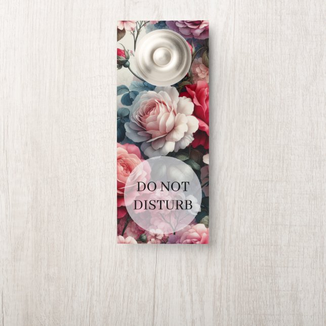 Affichette De Porte Charme floral de la rose intemporelle (Sur le bouton)