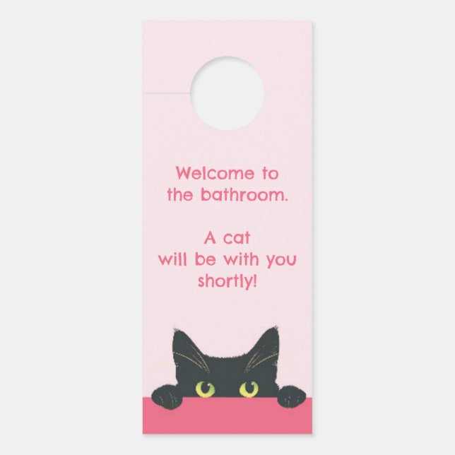 Affichette De Porte Chat drôle de salle de bain  (Devant)