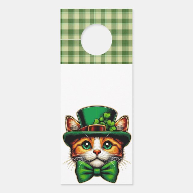 Affichette De Porte Chat mignon/chaton Saint Patrick's Day (Devant)