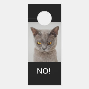 Affichette De Porte Chat Moods Happy & Angry Double Side Hello and No!