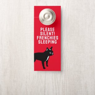 Affichette De Porte Chien Bouledogue Français Noir / impression sur un