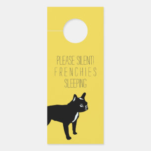Affichette De Porte Chien-taureaux français noir / imprimé simple côté