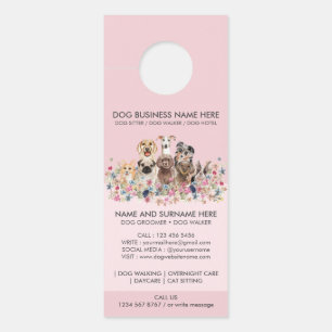 Affichette De Porte Chiens Roses