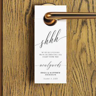 Affichette De Porte Chut Calligraphie délicate Ne pas déranger Mariage