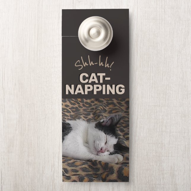 Affichette De Porte Chut ! Cat Napping (Sur le bouton)