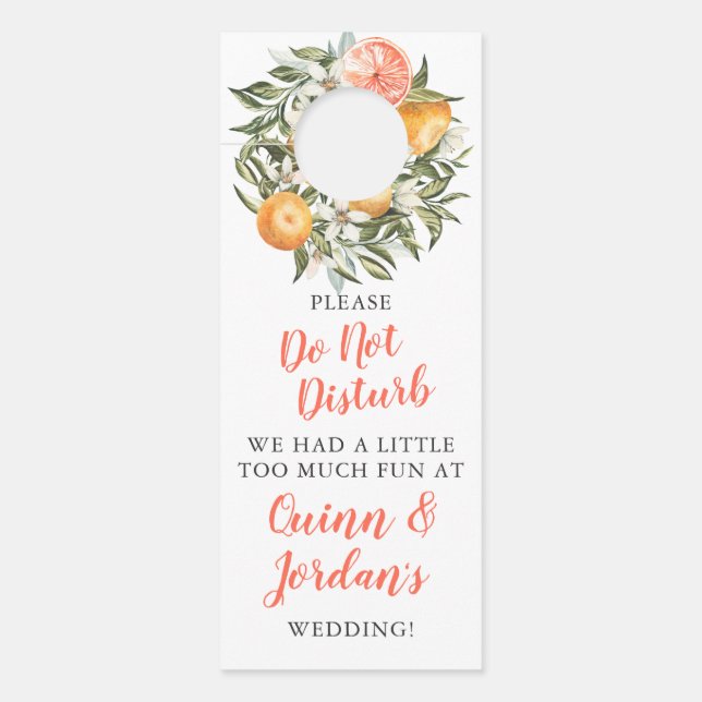 Affichette De Porte Citron Élégant Mariage Citrus | Recto-Verso (Devant)