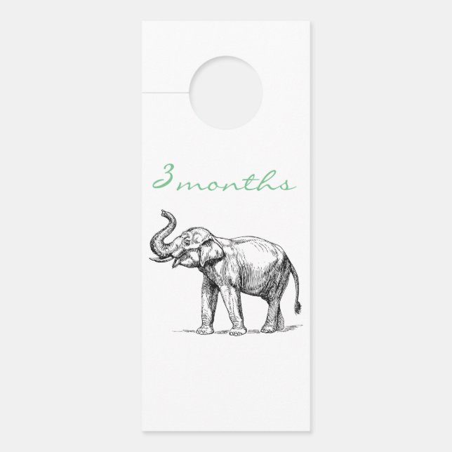Affichette De Porte Closet de bébé diviseur par taille Eléphant (Devant)