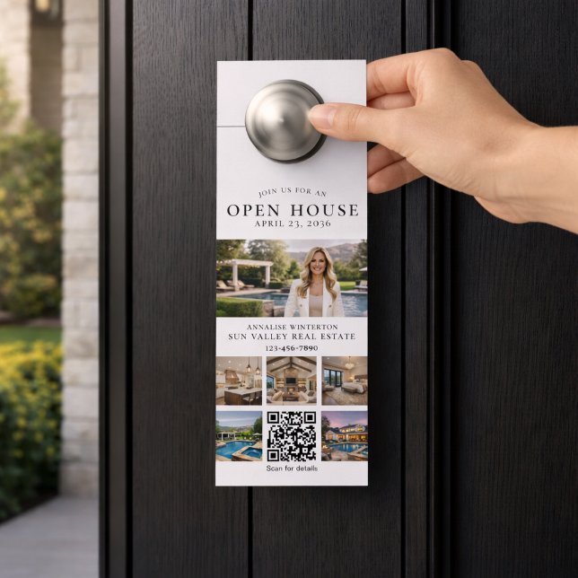Affichette De Porte Code QR de photo de maison ouverte pour l'immobili (Créateur téléchargé)