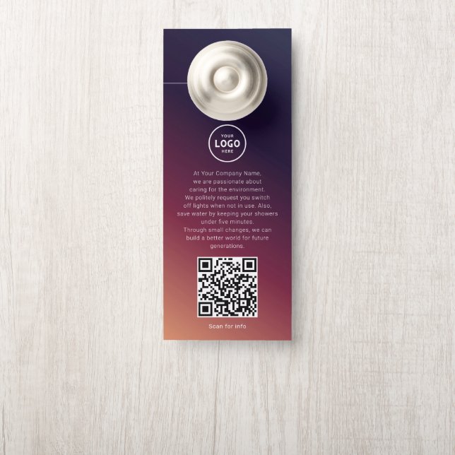 Affichette De Porte Code QR du logo de l'hôtel, informations pour les  (Sur le bouton)