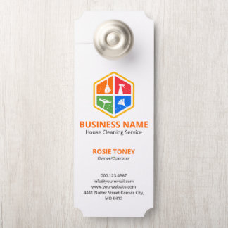 Affichette De Porte Code QR du service de nettoyage de maison professi