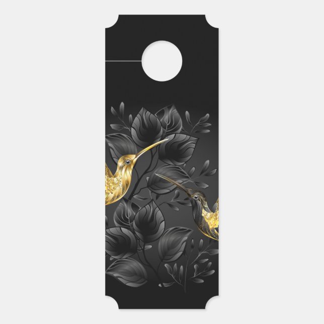 Affichette De Porte Colibri noir et or (Devant)