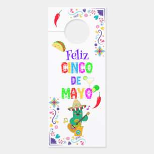 Affichette De Porte Colorful Festive Cinco de Mayo 2025 Dancing Cactus