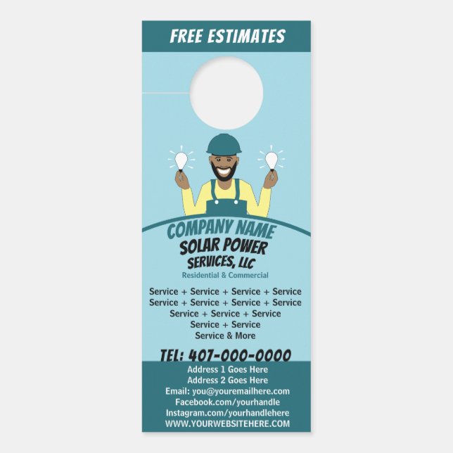 Affichette De Porte Compagnie des services d'ampoule solaire (Devant)