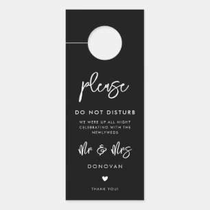 Affichette De Porte Contemporain moderne Noir Mariage ne dérangez pas