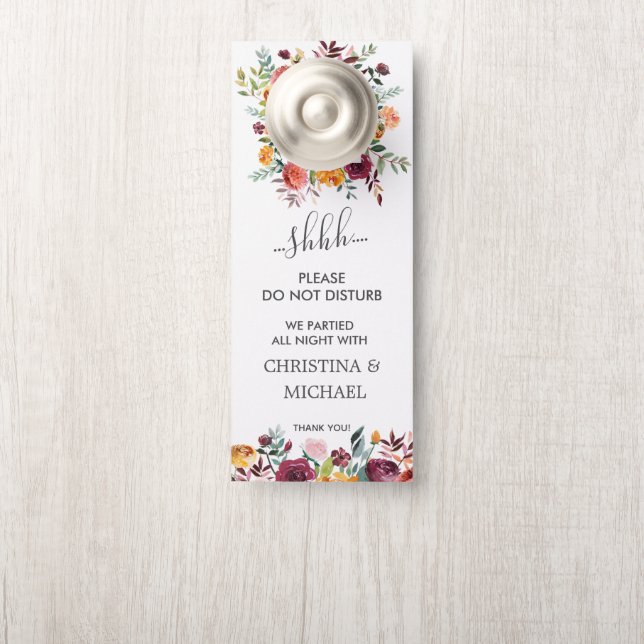 Affichette De Porte Country Bloom Funny Mariage Invité Ne Disturbe Pas (Sur le bouton)