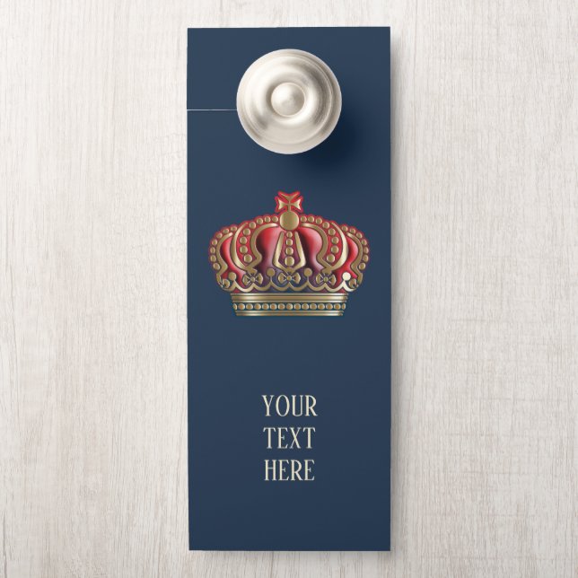 Affichette De Porte Couronne Royale - Or Bleu Rouge (Sur le bouton)