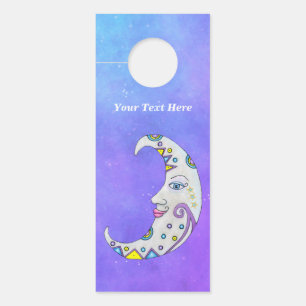 Affichette De Porte Crescent Moon Joli Visage Décoré De Couleurs