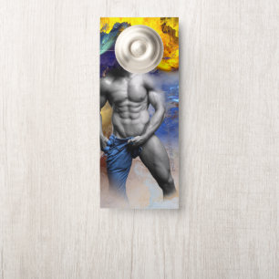 Affichette De Porte cri de Joe le glissant physique d'homme musclé en 