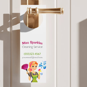 Affichette De Porte Cute Cartoon Maid House Services de nettoyage de m
