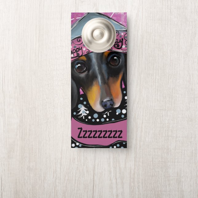 AFFICHETTE DE PORTE DACHSHUND  (Sur le bouton)