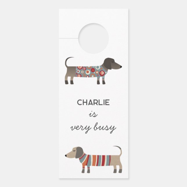 Affichette De Porte Dachshund Wiener Dog Personnalisé (Devant)