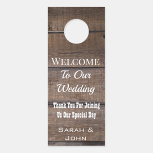 Affichette de porte de bienvenue de Rustic Wood Ma