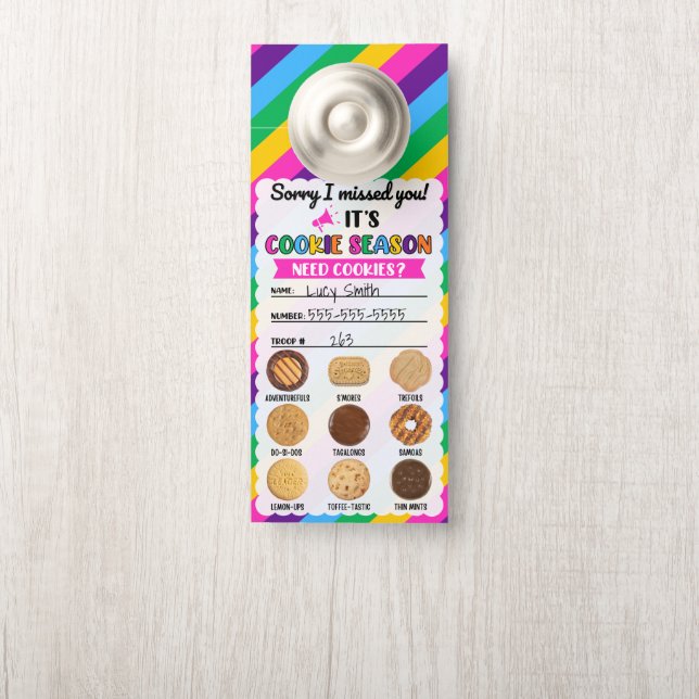 Affichette de porte de cookies à répartition de sc (Sur le bouton)