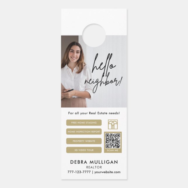 Affichette de porte de marketing immobilier modern (Devant)