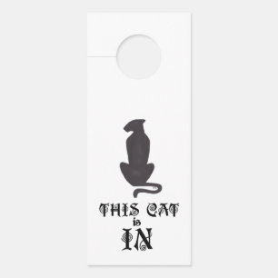 Affichette de porte de silhouette de chat noir