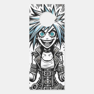 Affichette De Porte dessin animé joyeux art original blu_eyes black_a