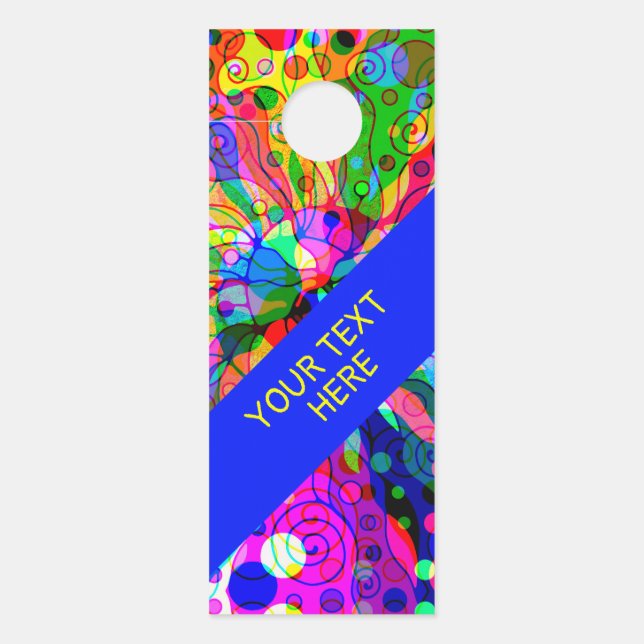 Affichette De Porte Dessin d'art fantastique - Décalage néon abstrait  (Devant)