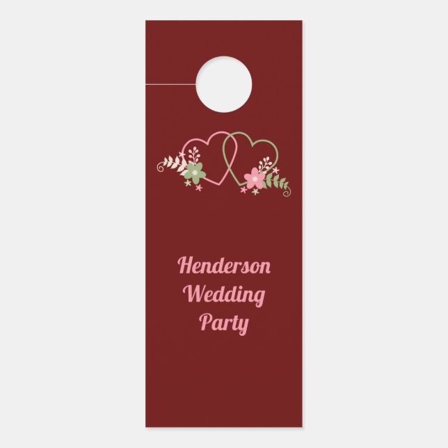 Affichette De Porte Deux Coeurs Ne Dérangent Pas La Fête De Mariage (Devant)