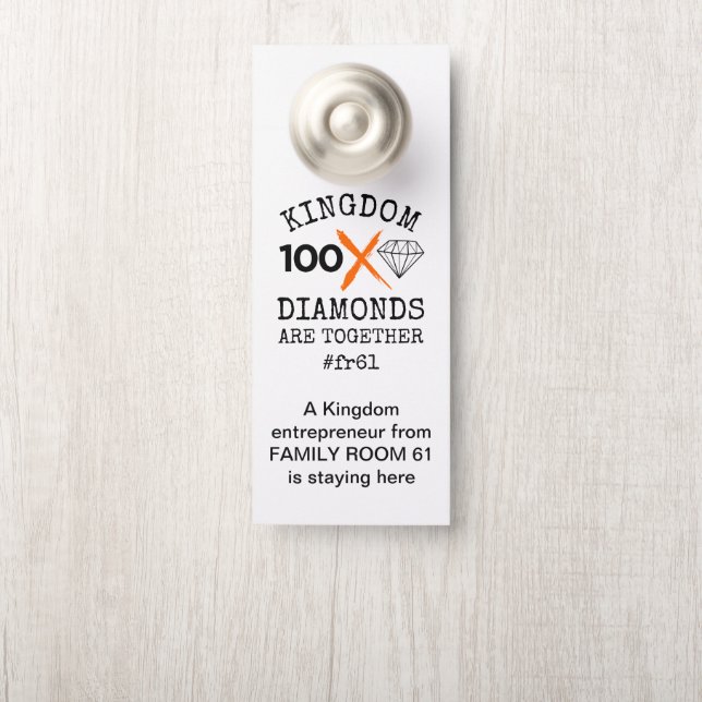 Affichette De Porte Diamants de royaume personnalisés rm61 (Sur le bouton)