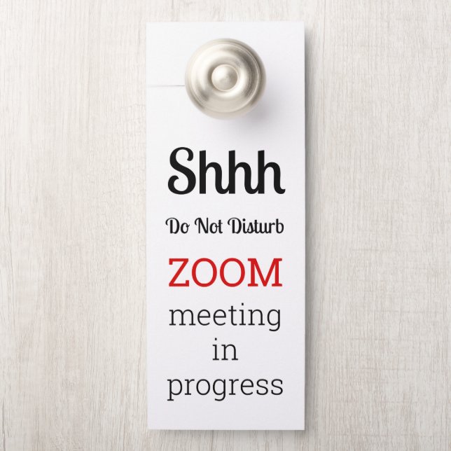 Affichette De Porte Do Not Disturb Zoom Meeting In Progress (Sur le bouton)