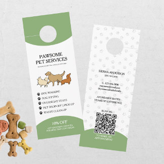 Affichette De Porte Dog Walking Pet Sitting QR Code