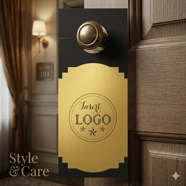 Affichette de porte double face avec code QR et lo (Dual-Sided Door Hanger with QR Code and Logo)