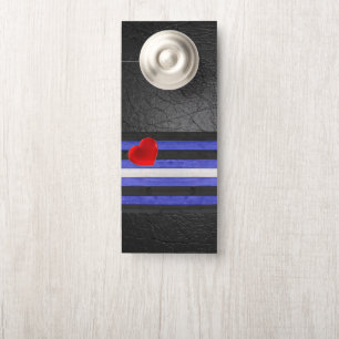 Affichette De Porte Drapeau de fierté en cuir SlipperyJoe's noir bleu 