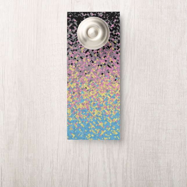 Affichette De Porte Drapeau de fierté polygender pixelisé funky tripan (Sur le bouton)