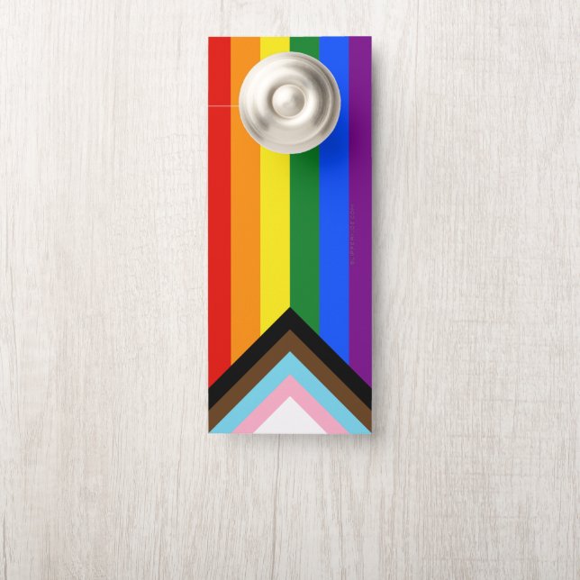 Affichette De Porte Drapeau de fierté Progress Pride de SlipperyJoe si (Sur le bouton)
