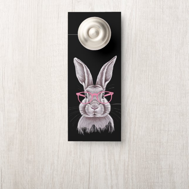 Affichette De Porte Drôle Bunny mignon Cadeaux de famille Pâques (Sur le bouton)